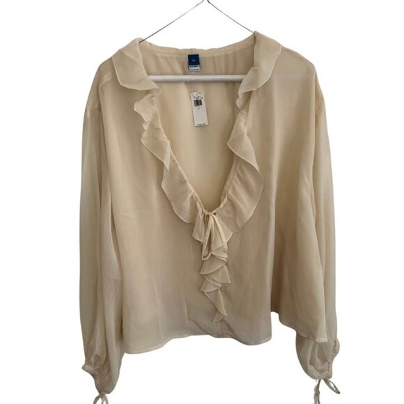 Old Navy Tops - Old Navy Sheer Ruffle Tie-Front Blouse 2X | NWT